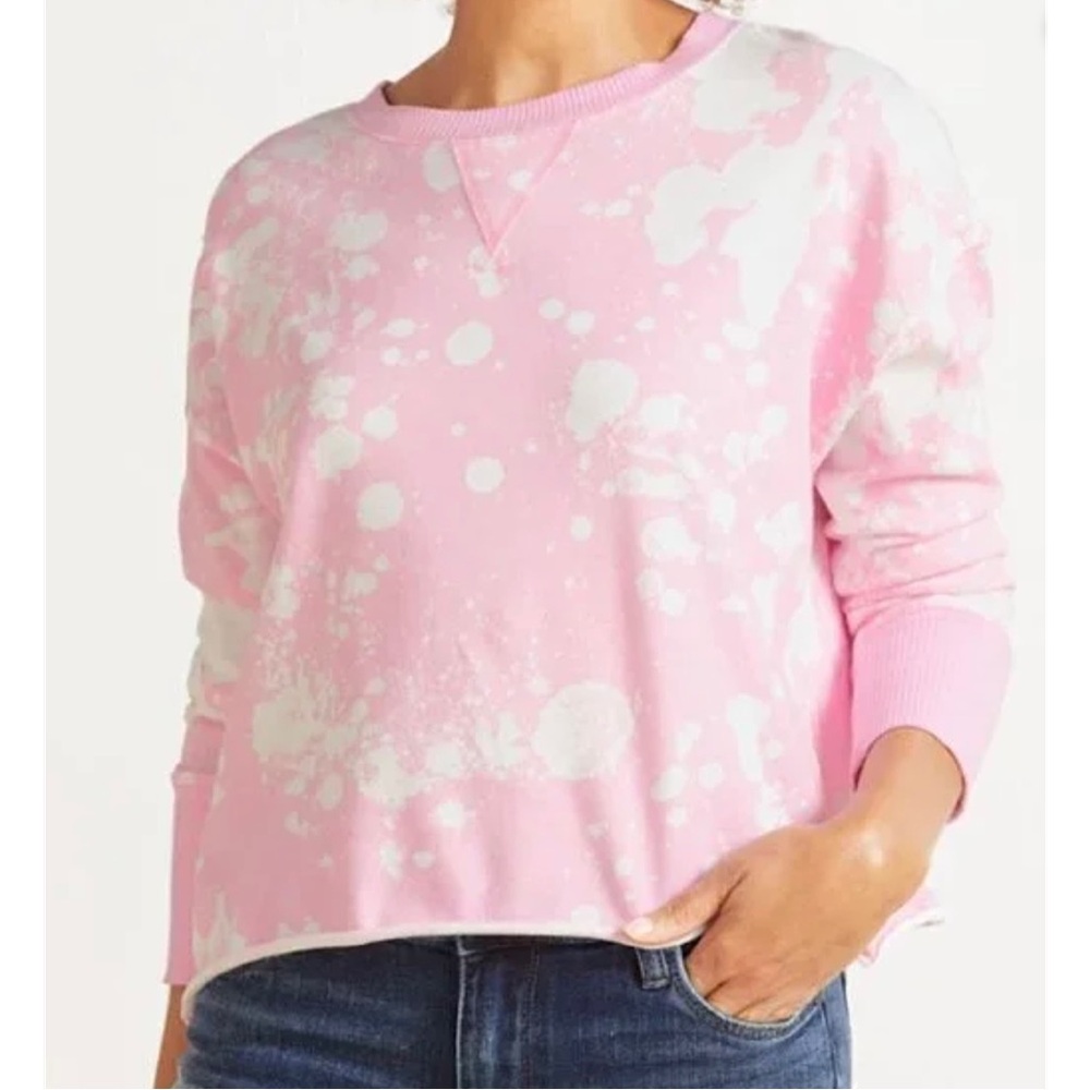 🎉NWOT Roan & Ryan Aiden Paint Splatter Pullover, Women’s Size SM, Pink/White